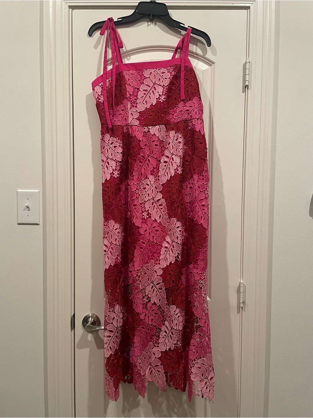 Adelyn Rae Pink and Fuchsia Lace Midi Dress